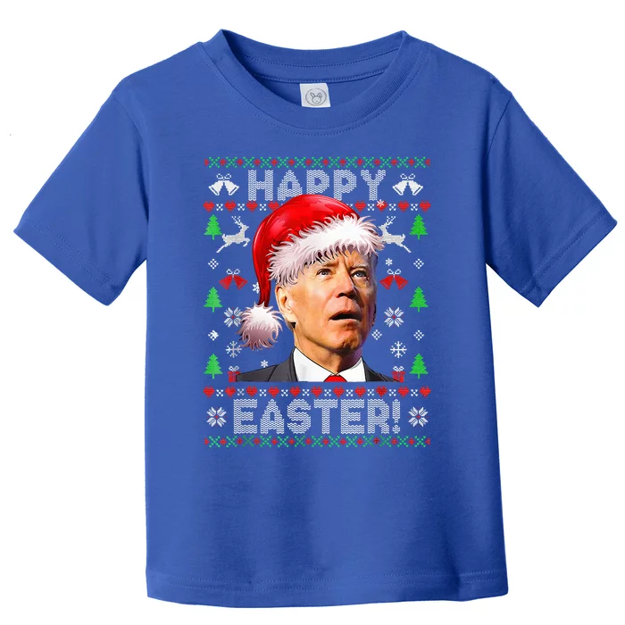 Funny Santa Joe Biden Happy Easter Ugly Christmas Toddler T-Shirt