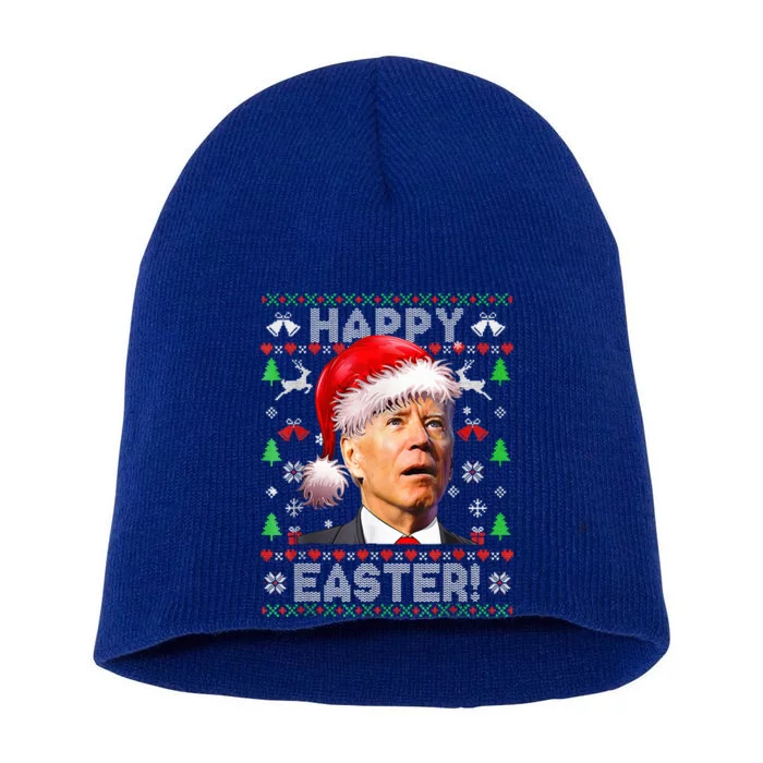 Funny Santa Joe Biden Happy Easter Ugly Christmas Short Acrylic Beanie