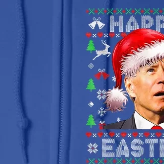 Funny Santa Joe Biden Happy Easter Ugly Christmas Full Zip Hoodie