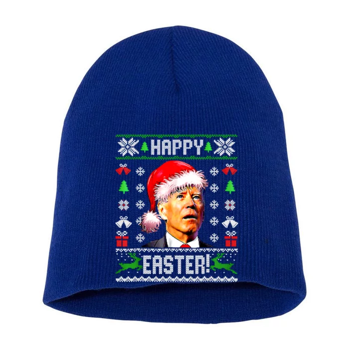 Funny Santa Joe Biden Happy Easter Ugly Christmas Confused Gift Short Acrylic Beanie