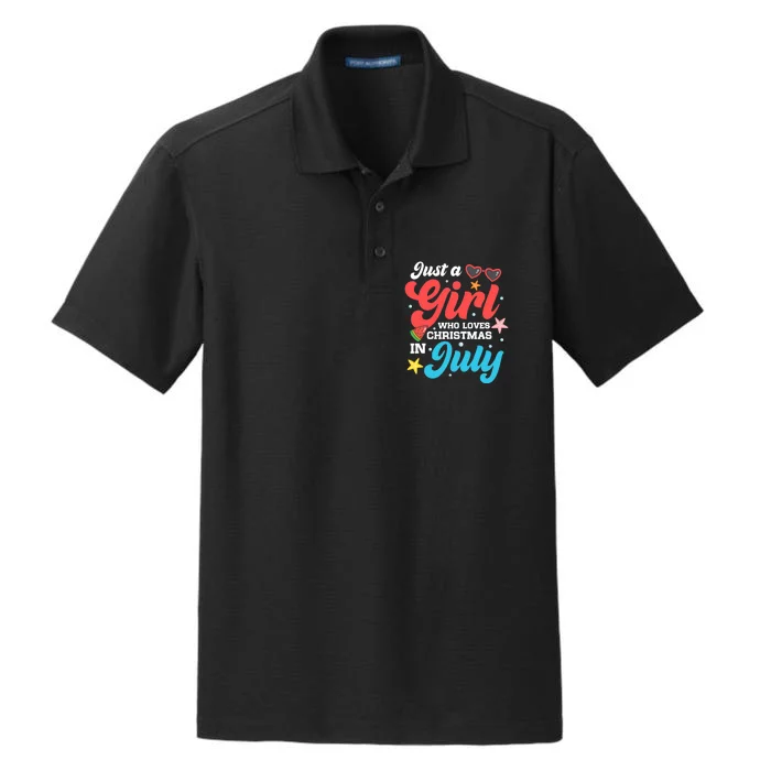 Funny Summer Just A Girl Who Loves Christmas In July Dry Zone Grid Performance Polo