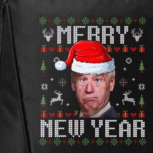 Funny Santa Joe Biden Happy New Year Ugly Christmas Sweater City Backpack