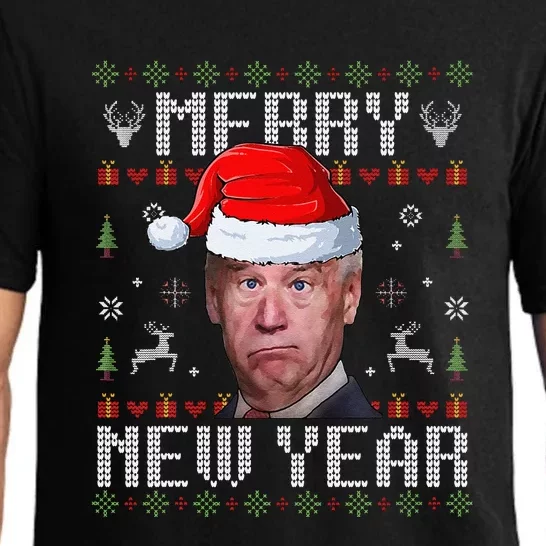 Funny Santa Joe Biden Happy New Year Ugly Christmas Sweater Pajama Set