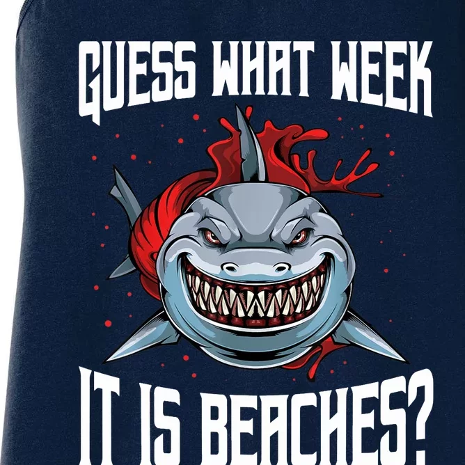 Funny Shark Joke Guess What Week It Is Sarcastic Party Beach Women's Racerback Tank