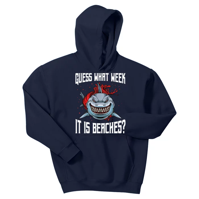 Funny Shark Joke Guess What Week It Is Sarcastic Party Beach Kids Hoodie