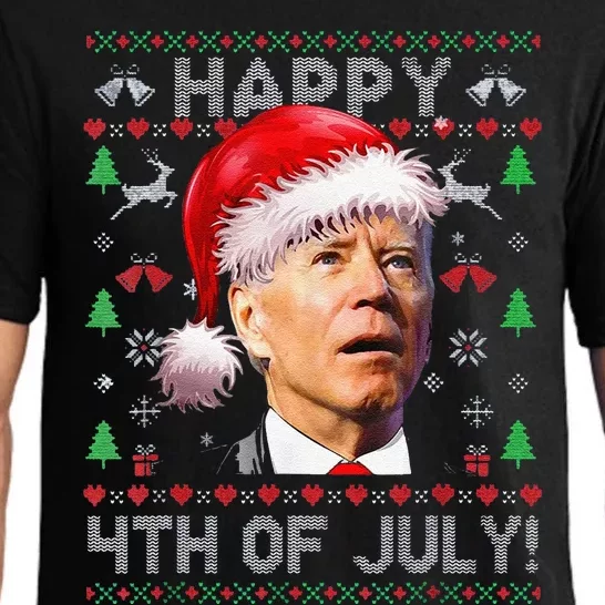 Funny Santa Joe Biden Happy 4th Of July Ugly Christmas Pajama Set