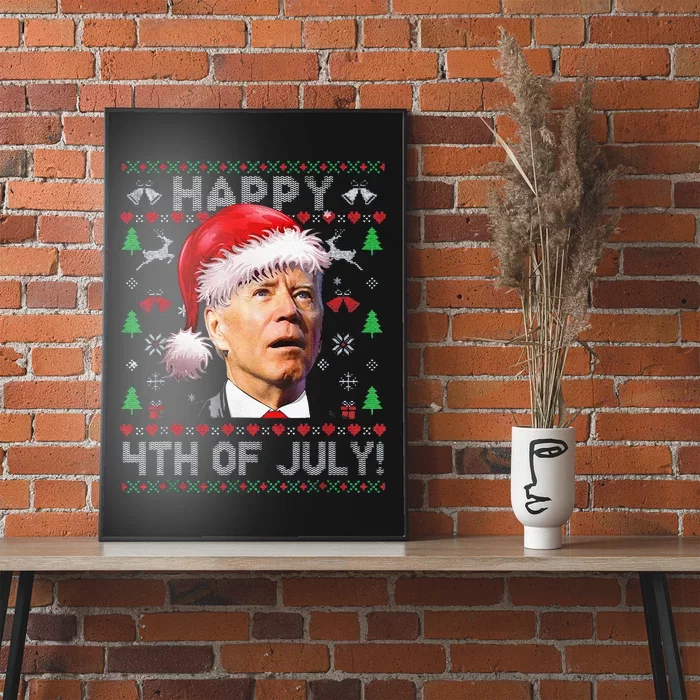 Funny Santa Joe Biden Happy 4th Of July Ugly Christmas Poster