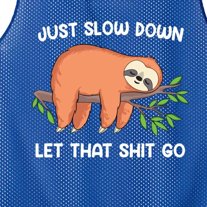 Funny Sloth Just Slow Down And Let That Shit Go Gift Mesh Reversible Basketball Jersey Tank