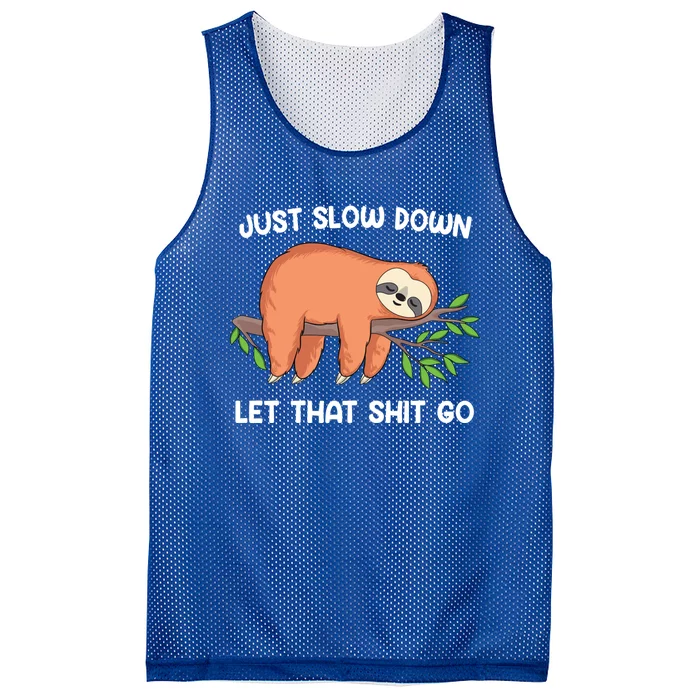 Funny Sloth Just Slow Down And Let That Shit Go Gift Mesh Reversible Basketball Jersey Tank