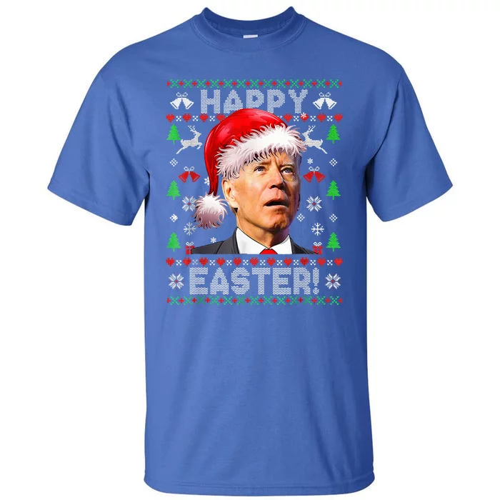 Funny Santa Joe Biden Happy Easter Ugly Christmas Tall T-Shirt