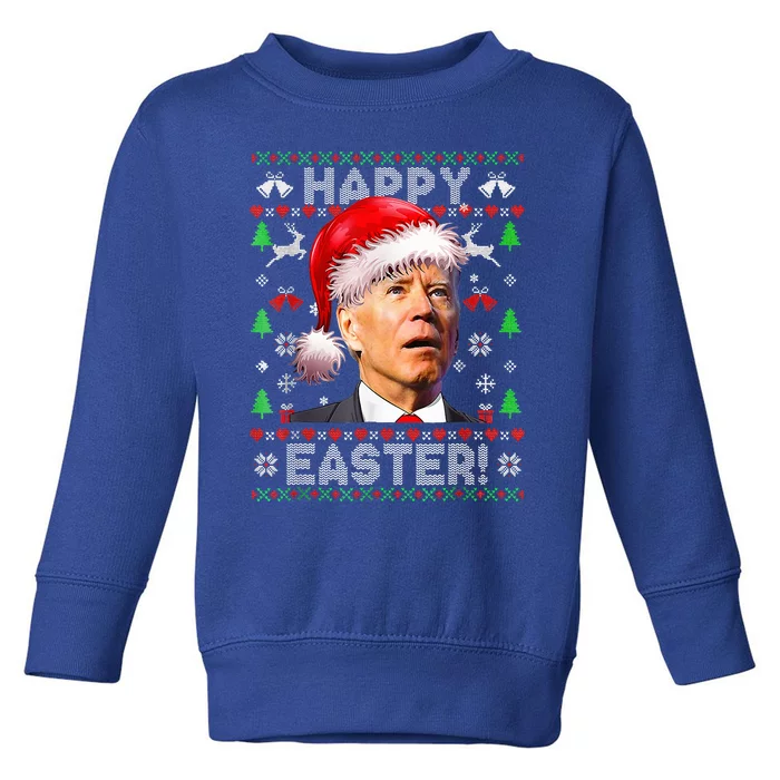 Funny Santa Joe Biden Happy Easter Ugly Christmas Toddler Sweatshirt