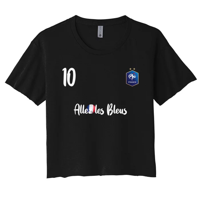 TeeShirtPalace France Soccer Jersey France Football Alles Les Bleus Women's Crop Top Tee