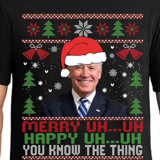 Funny Santa Joe Biden Merry Uh Uh Christmas Ugly Pajama Set