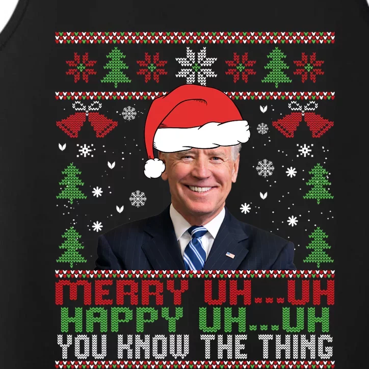 Funny Santa Joe Biden Merry Uh Uh Christmas Ugly Performance Tank