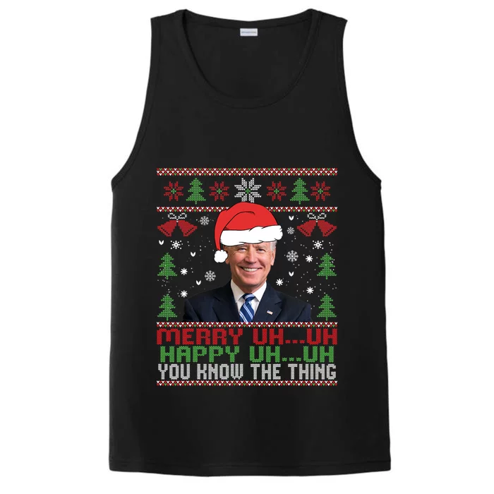 Funny Santa Joe Biden Merry Uh Uh Christmas Ugly Performance Tank