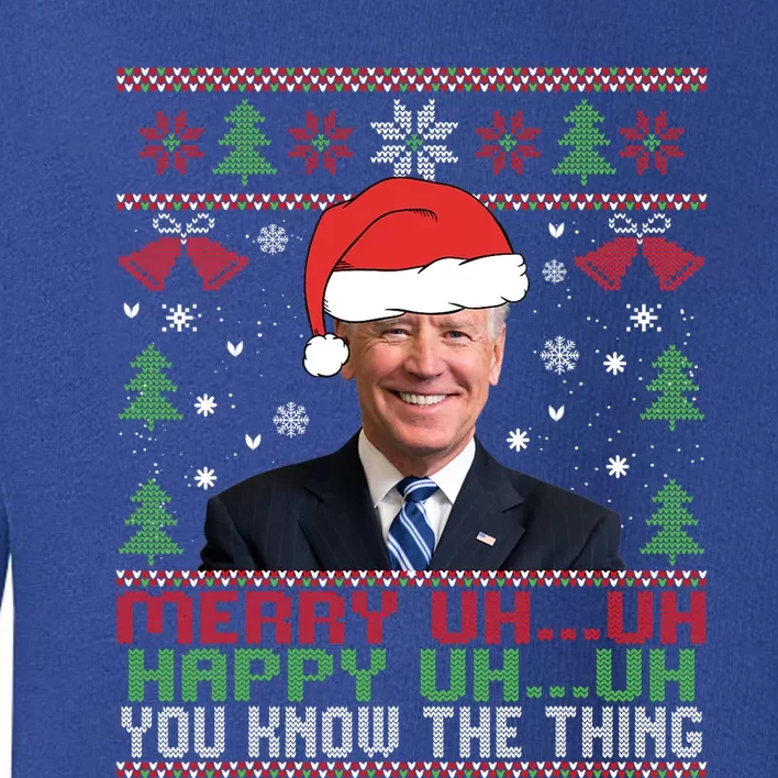 Funny Santa Joe Biden Merry Uh Uh Christmas Ugly Toddler Sweatshirt