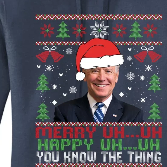 Funny Santa Joe Biden Merry Uh Uh Christmas Ugly Women's Pullover Hoodie