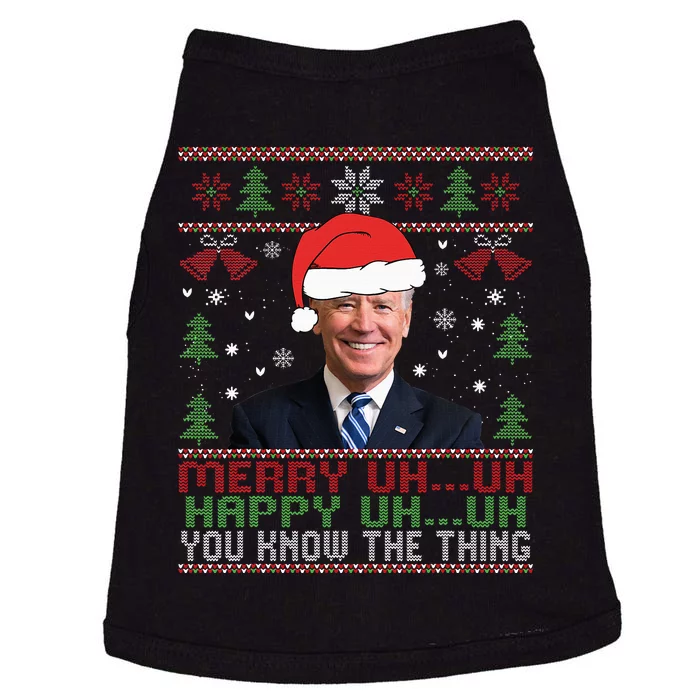 Funny Santa Joe Biden Merry Uh Uh Christmas Ugly Doggie Tank