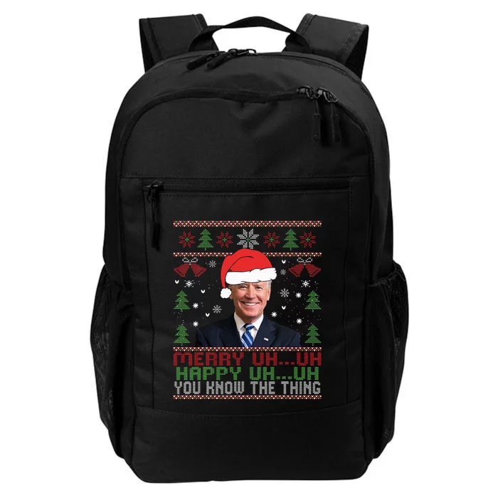 Funny Santa Joe Biden Merry Uh Uh Christmas Ugly Daily Commute Backpack