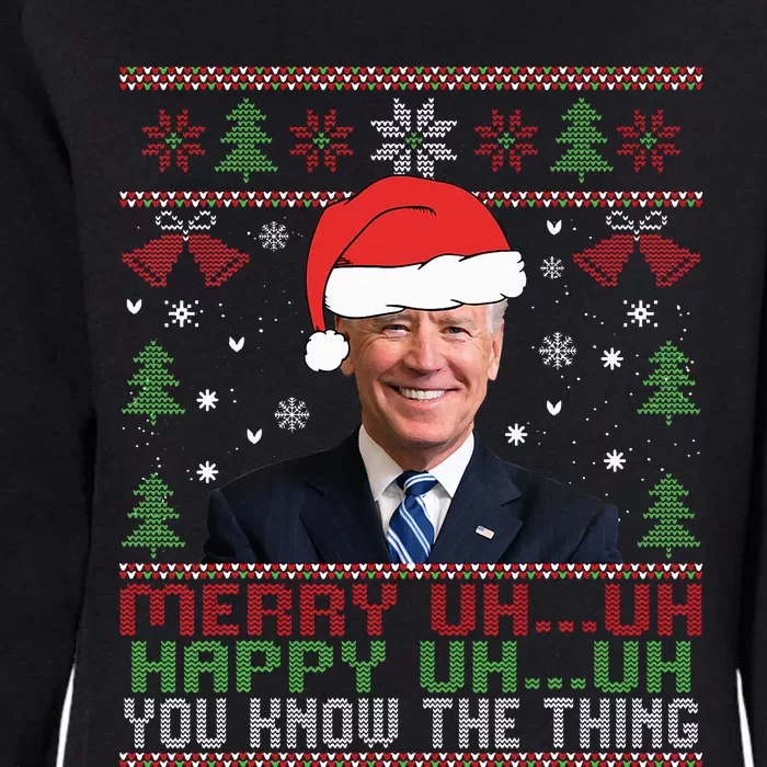 Funny Santa Joe Biden Merry Uh Uh Christmas Ugly Womens California Wash Sweatshirt