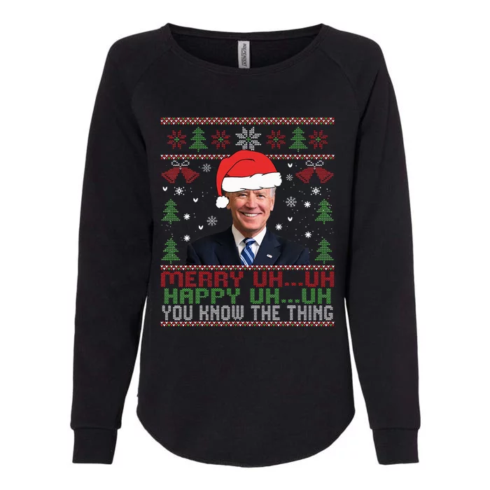 Funny Santa Joe Biden Merry Uh Uh Christmas Ugly Womens California Wash Sweatshirt