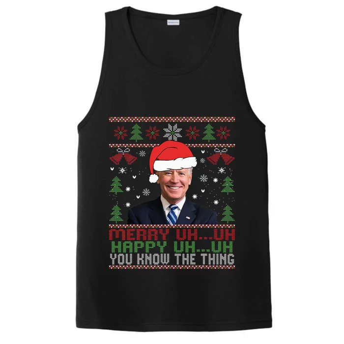 Funny Santa Joe Biden Merry Uh Uh Christmas Ugly Performance Tank