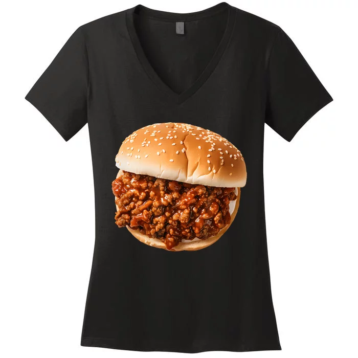 Funny Sloppy Joe Sandwich Lunchlady Food Halloween Costume Women's V-Neck T-Shirt