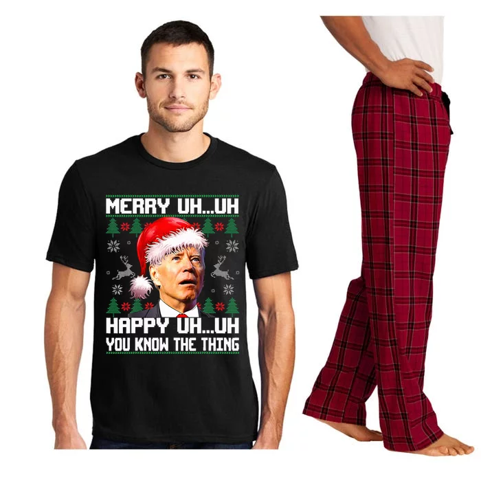 Funny Santa Joe Biden Merry Uh Uh Christmas Ugly Sweater Pajama Set