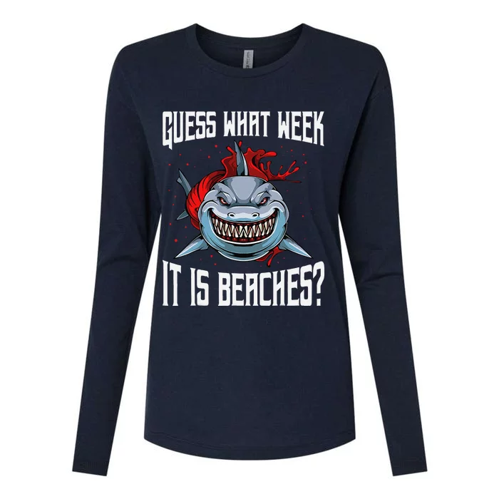 Funny Shark Joke Guess What Week It Is Sarcastic Party Beach Womens Cotton Relaxed Long Sleeve T-Shirt