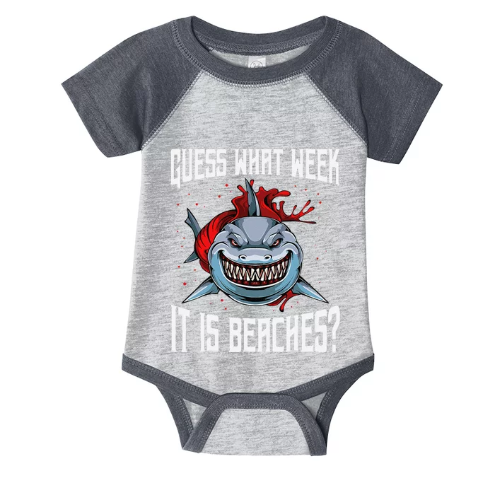 Funny Shark Joke Guess What Week It Is Sarcastic Party Beach Infant Baby Jersey Bodysuit