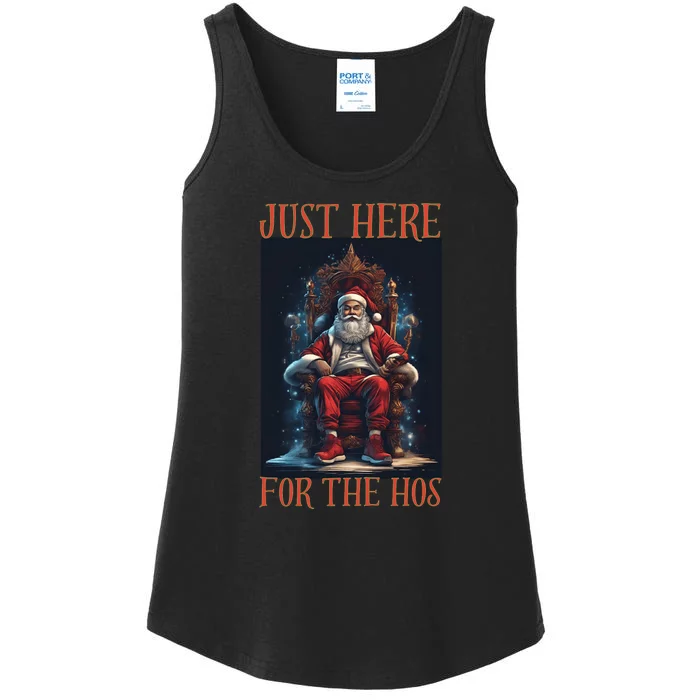 Funny Santa Just Here For The Hos Ladies Essential Tank