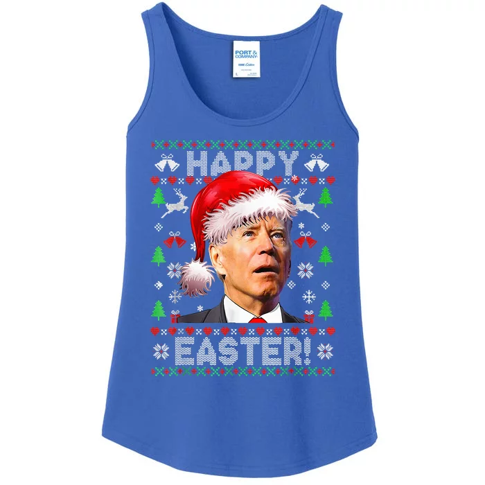 Funny Santa Joe Biden Happy Easter Ugly Christmas Ladies Essential Tank