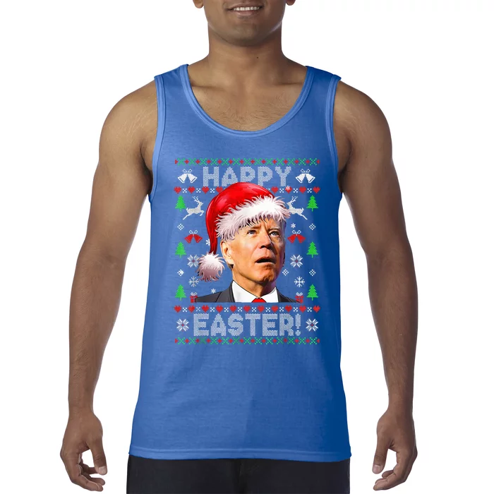 Funny Santa Joe Biden Happy Easter Ugly Christmas Tank Top