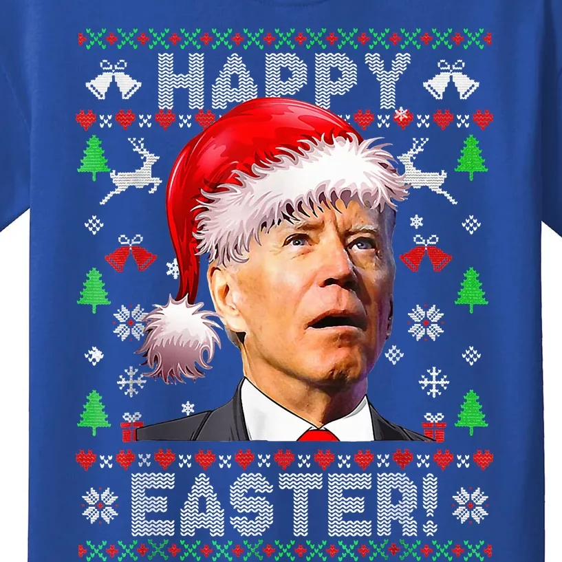 Funny Santa Joe Biden Happy Easter Ugly Christmas Kids T-Shirt