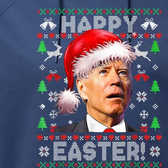 Funny Santa Joe Biden Happy Easter Ugly Christmas Performance Fleece Hoodie