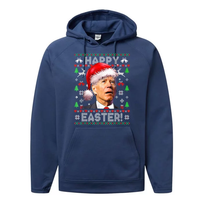 Funny Santa Joe Biden Happy Easter Ugly Christmas Performance Fleece Hoodie