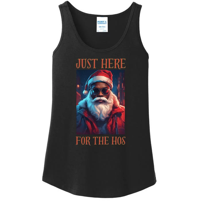 Funny Santa Just Here For The Hos Ladies Essential Tank