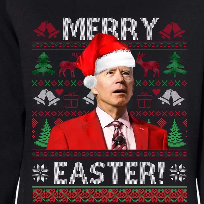 Funny Santa Joe Biden Merry Easter Ugly Christmas Womens California Wash Sweatshirt