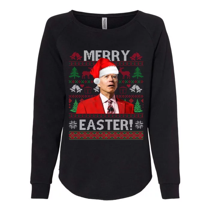 Funny Santa Joe Biden Merry Easter Ugly Christmas Womens California Wash Sweatshirt