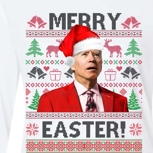 Funny Santa Joe Biden Merry Easter Ugly Christmas Womens Cotton Relaxed Long Sleeve T-Shirt