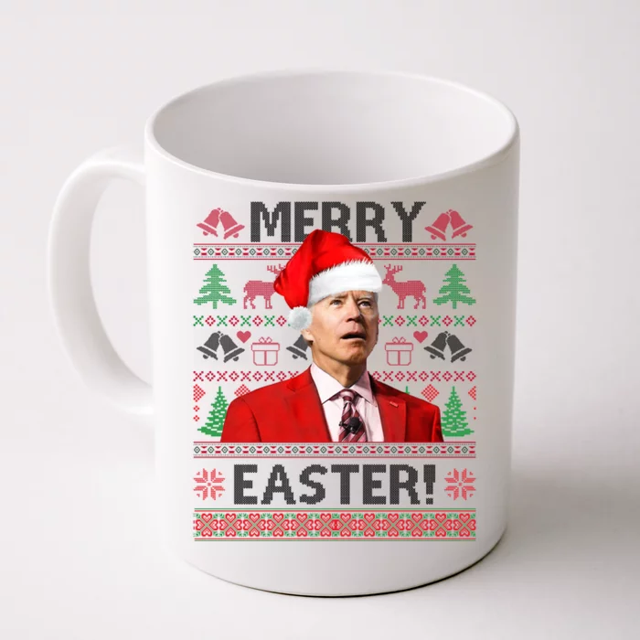 Funny Santa Joe Biden Merry Easter Ugly Christmas Front & Back Coffee Mug