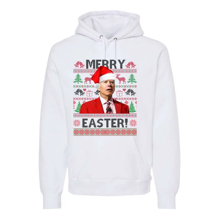 Funny Santa Joe Biden Merry Easter Ugly Christmas Premium Hoodie