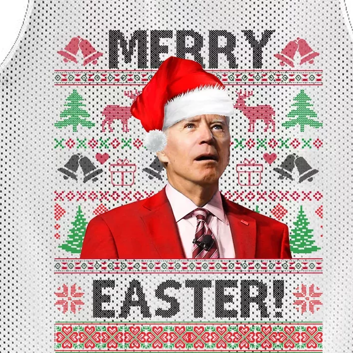 Funny Santa Joe Biden Merry Easter Ugly Christmas Mesh Reversible Basketball Jersey Tank