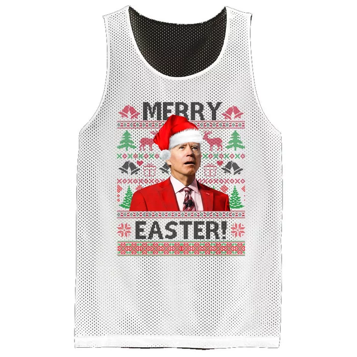 Funny Santa Joe Biden Merry Easter Ugly Christmas Mesh Reversible Basketball Jersey Tank