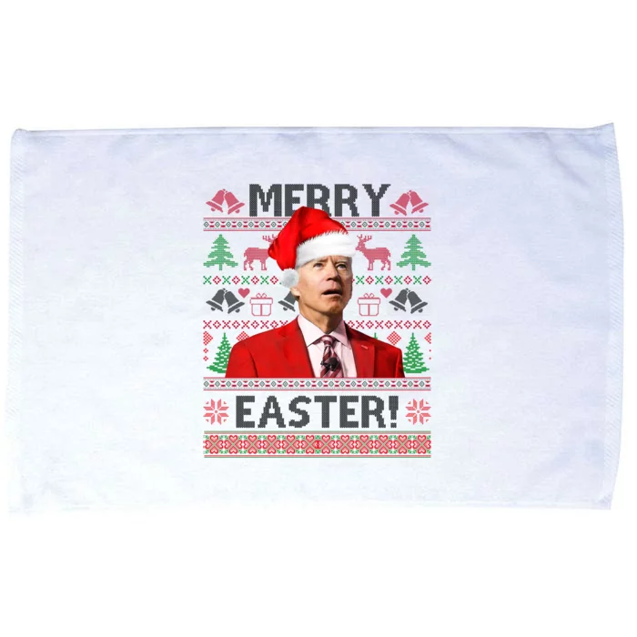 Funny Santa Joe Biden Merry Easter Ugly Christmas Microfiber Hand Towel