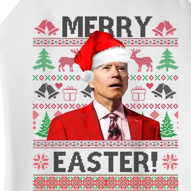 Funny Santa Joe Biden Merry Easter Ugly Christmas Women’s Perfect Tri Rocker Tank