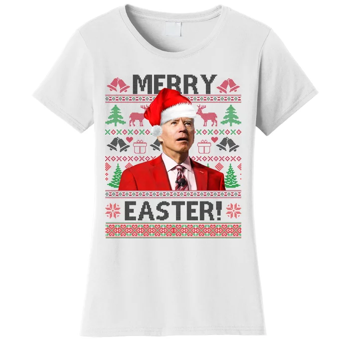 Funny Santa Joe Biden Merry Easter Ugly Christmas Women's T-Shirt