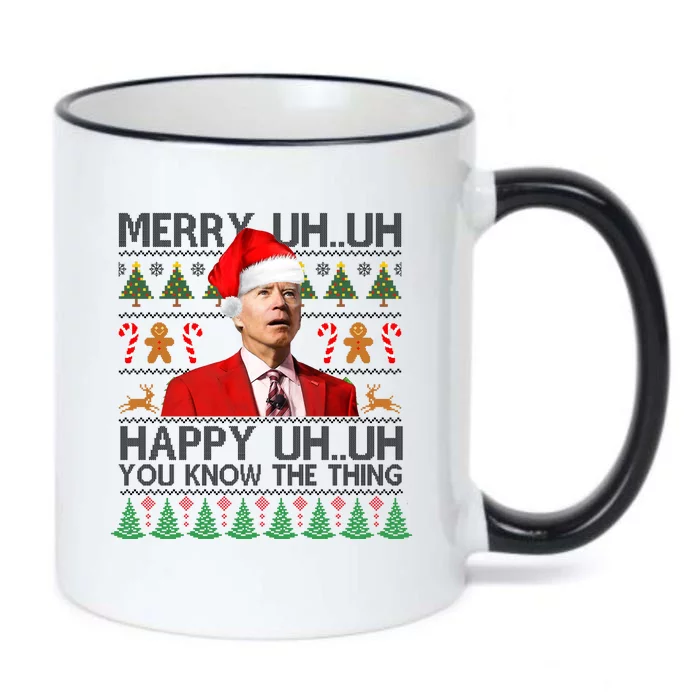 Funny Santa Joe Biden Merry Uh Uh Christmas Ugly Black Color Changing Mug