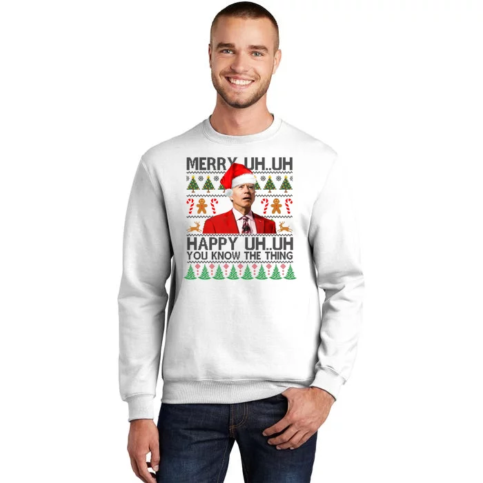 Funny Santa Joe Biden Merry Uh Uh Christmas Ugly Sweatshirt