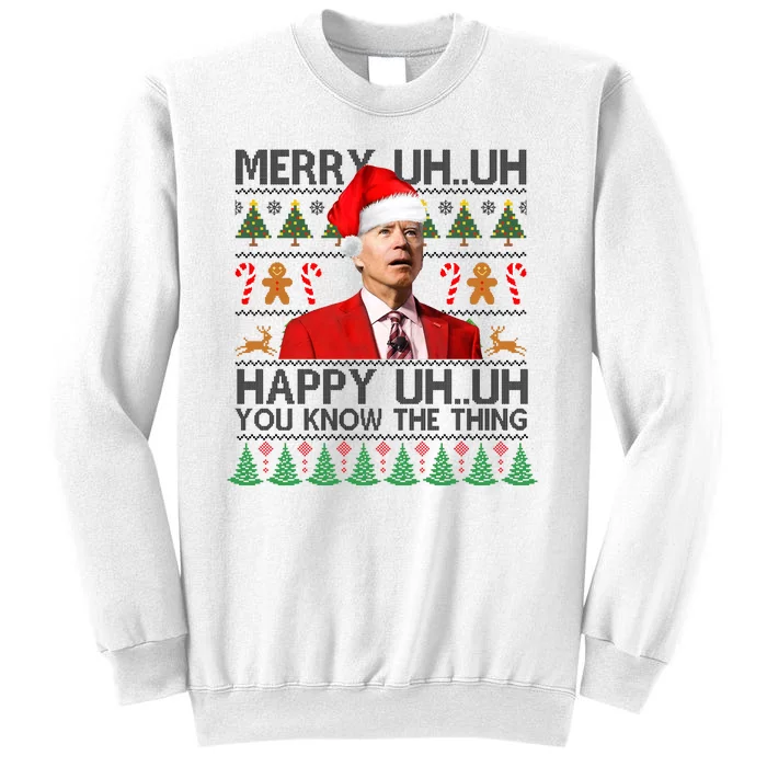 Funny Santa Joe Biden Merry Uh Uh Christmas Ugly Sweatshirt